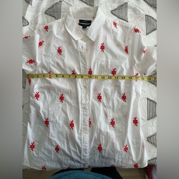 J Crew Cotton Poplin Slim Shirt With Red Knot Embroidery - Picture 9 of 9